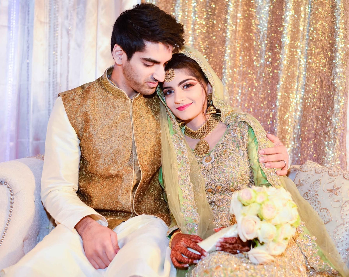 Humza and Amraha, founders of Humraha, on their wedding day