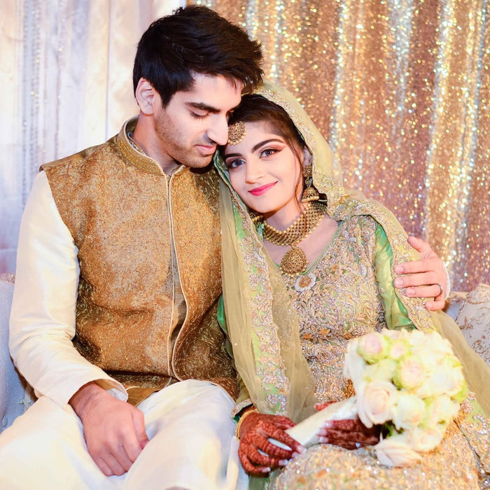 Humza and Amraha, founders of Humraha, on their wedding day