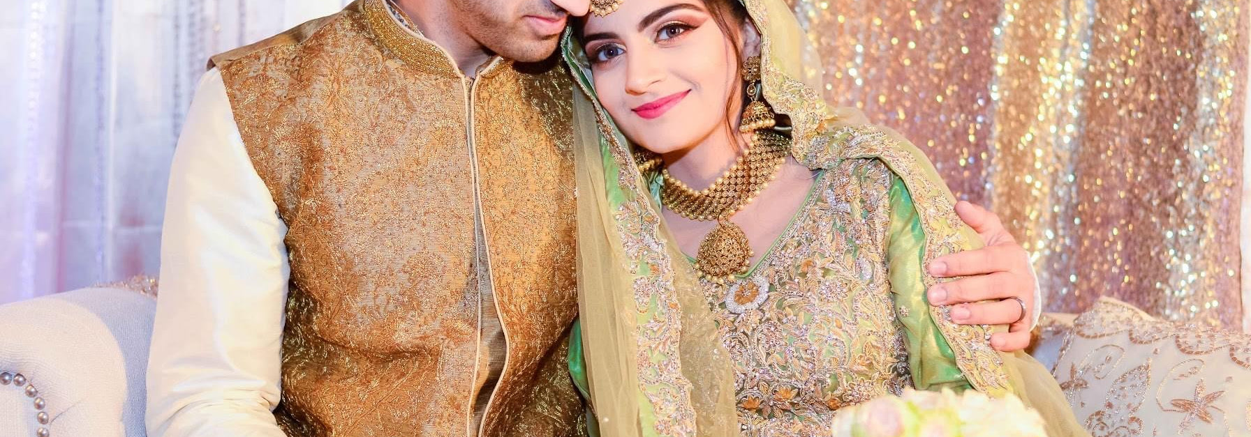 Humza and Amraha, founders of Humraha, on their wedding day