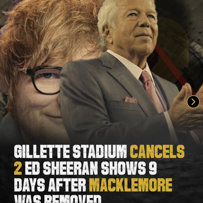Ed Sheeran and Robert Kraft against Gillette Stadium, photo illustration