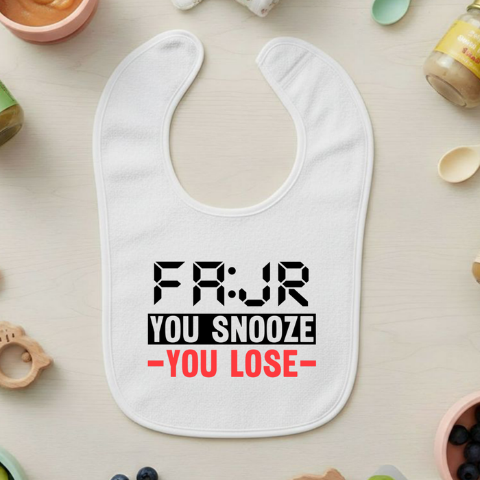 GOLD Fajr You Snooze You Lose Terry Bib