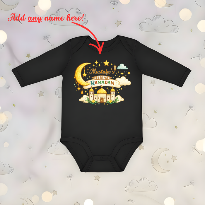 Personalized My First Ramadan Colorful Long Sleeve Onesie