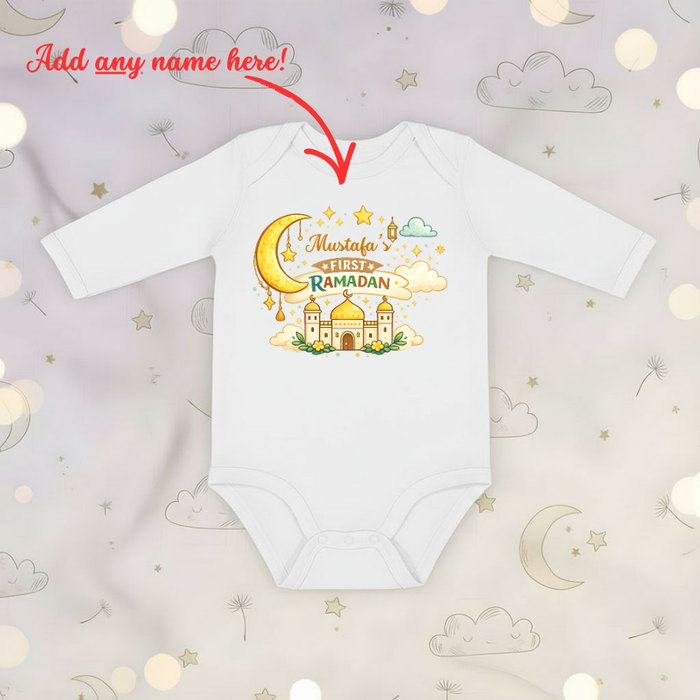 Personalized My First Ramadan Colorful Long Sleeve Onesie