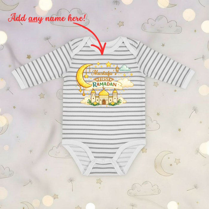 Personalized My First Ramadan Colorful Long Sleeve Onesie