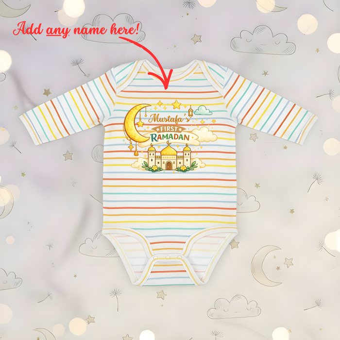 Personalized My First Ramadan Colorful Long Sleeve Onesie