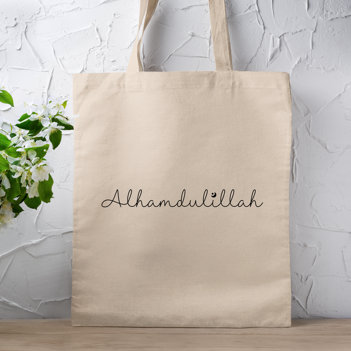 Alhamdulillah with Moon & Star Tote Bag
