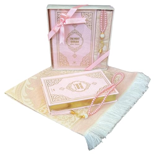 Cute & Colorful Quran Gift Set with English Translation Quran, Prayer Rug, and Prayer Beads | Gift for Muslims | Islamic Gift | Ramadan Eid Gift for Muslims