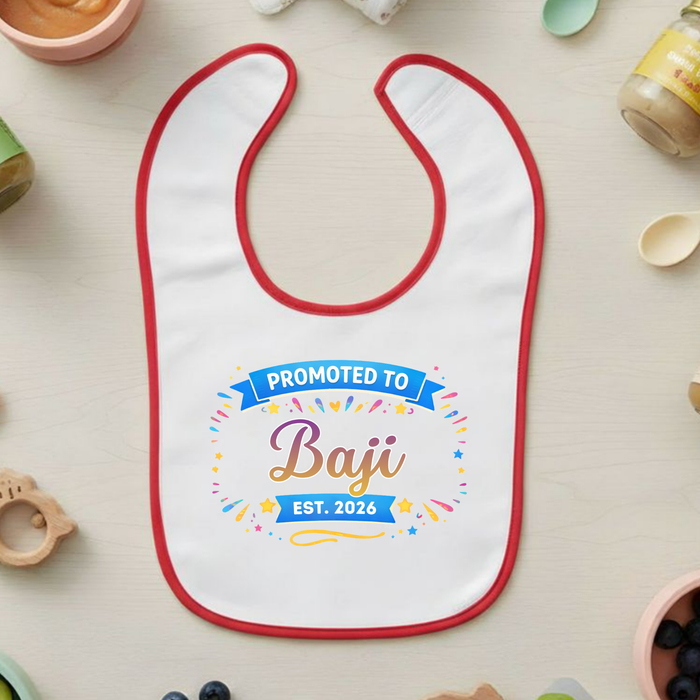 Promoted to [Relative] Est. [Year] Personalized Terry Bib
