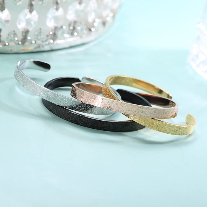 Qitian Islamic Jewelry Gifts for Women Allah Gold Bangles Bracelets Ayatul Kursi Arabic Cuff Bracelet for Women Islam Eid Ramadan Gifts | Gift for Muslims | Islamic Gift | Ramadan Eid Gift for Muslims