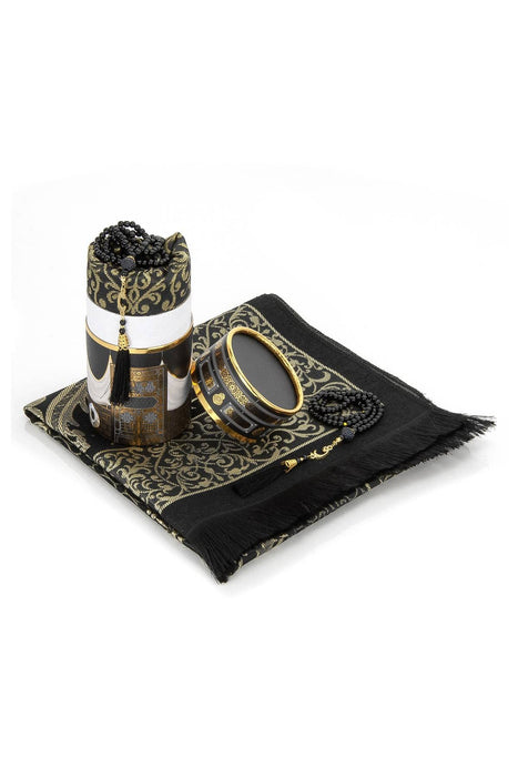 Muslim Prayer Rug & Beads with Gift Box Set | Janamaz, Sajadah, Soft Islamic Gifts Set, Carpet Mat, Taffeta Fabric | Gift for Muslims | Islamic Gift | Ramadan Eid Gift for Muslims