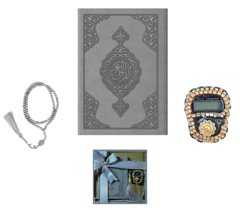 Colorful Islamic Gift Set | Leather Quran | Pearl Prayer Beads | Digital Zikr Tasbih | Mini Quran | Portable Prayers Basket | Muslim Gifts for Women | Gift for Muslims | Ramadan Eid Gift