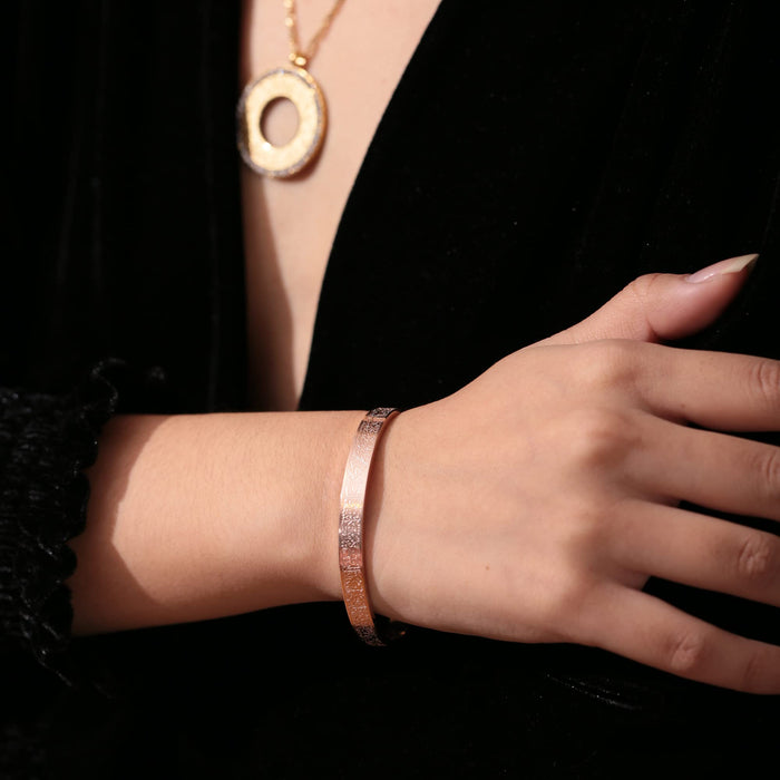 Qitian Islamic Jewelry Gifts for Women Allah Gold Bangles Bracelets Ayatul Kursi Arabic Cuff Bracelet for Women Islam Eid Ramadan Gifts | Gift for Muslims | Islamic Gift | Ramadan Eid Gift for Muslims