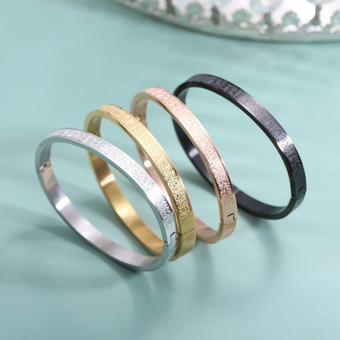 Qitian Islamic Jewelry Gifts for Women Allah Gold Bangles Bracelets Ayatul Kursi Arabic Cuff Bracelet for Women Islam Eid Ramadan Gifts | Gift for Muslims | Islamic Gift | Ramadan Eid Gift for Muslims