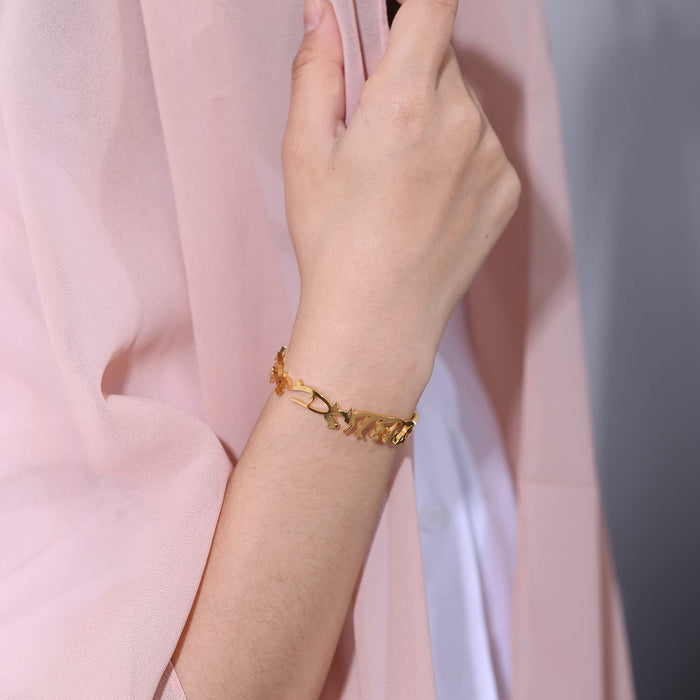 Qitian Islamic Jewelry Gifts for Women Allah Gold Bangles Bracelets Ayatul Kursi Arabic Cuff Bracelet for Women Islam Eid Ramadan Gifts | Gift for Muslims | Islamic Gift | Ramadan Eid Gift for Muslims