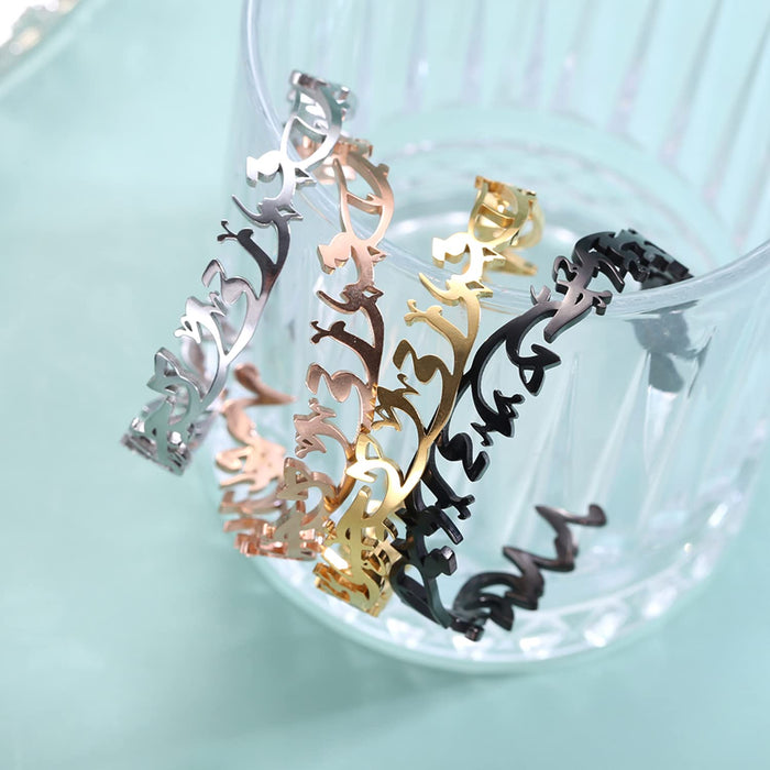 Qitian Islamic Jewelry Gifts for Women Allah Gold Bangles Bracelets Ayatul Kursi Arabic Cuff Bracelet for Women Islam Eid Ramadan Gifts | Gift for Muslims | Islamic Gift | Ramadan Eid Gift for Muslims