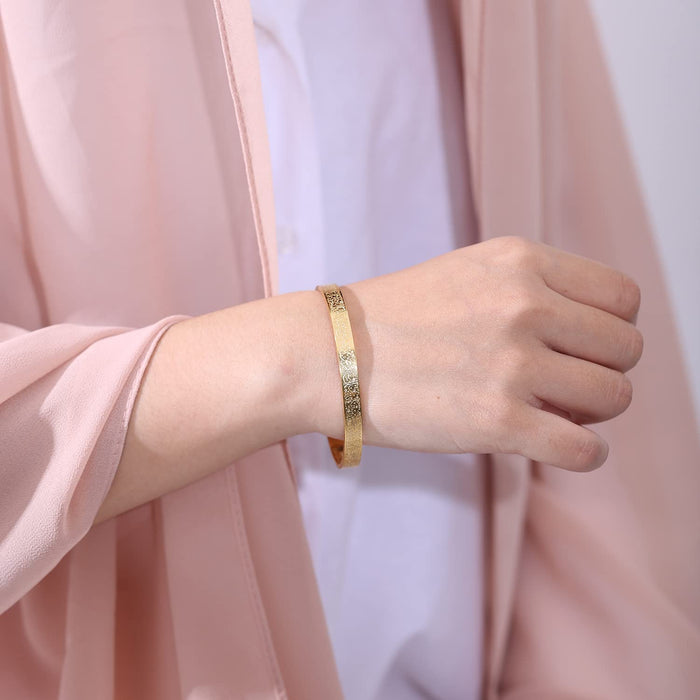 Qitian Islamic Jewelry Gifts for Women Allah Gold Bangles Bracelets Ayatul Kursi Arabic Cuff Bracelet for Women Islam Eid Ramadan Gifts | Gift for Muslims | Islamic Gift | Ramadan Eid Gift for Muslims