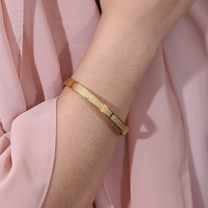 Qitian Islamic Jewelry Gifts for Women Allah Gold Bangles Bracelets Ayatul Kursi Arabic Cuff Bracelet for Women Islam Eid Ramadan Gifts | Gift for Muslims | Islamic Gift | Ramadan Eid Gift for Muslims