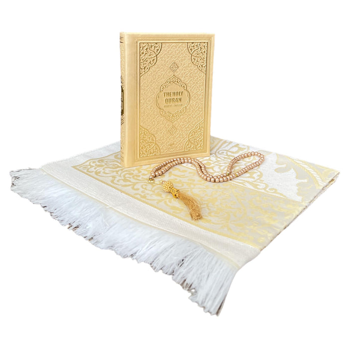 Cute & Colorful Quran Gift Set with English Translation Quran, Prayer Rug, and Prayer Beads | Gift for Muslims | Islamic Gift | Ramadan Eid Gift for Muslims