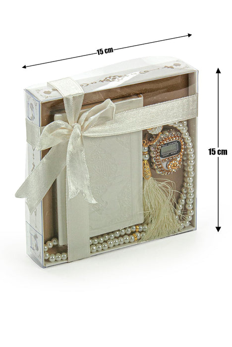 Quran & Accessories Gift Set with Digital Counter, Pearl Zikirmatic Tasbeeh Beads, 3-Piece Gift for Ramadan & Eid | Gift for Muslims | Islamic Gift | Ramadan Eid Gift for Muslims