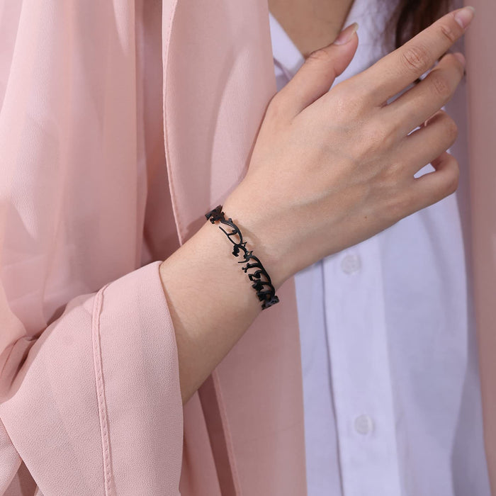 Qitian Islamic Jewelry Gifts for Women Allah Gold Bangles Bracelets Ayatul Kursi Arabic Cuff Bracelet for Women Islam Eid Ramadan Gifts | Gift for Muslims | Islamic Gift | Ramadan Eid Gift for Muslims