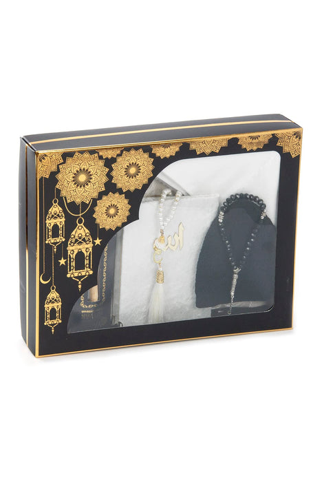 Islamic 6-pc Gift Box Set for Muslims | Includes Yaseen Book, Prayer Mat, Prayer Beads, Fragrance |  Muslim Prayer Rug, Yaseen Book, Prayer Beads Tesbih, Solid Smell, Ravza Scent | 6 Piece Prayers Mat Set for Ramadan | Eid Gifts