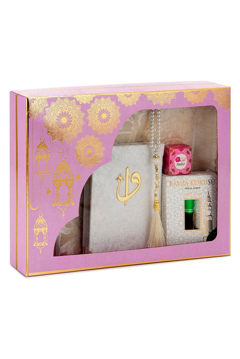 Islamic 6-pc Gift Box Set for Muslims | Includes Yaseen Book, Prayer Mat, Prayer Beads, Fragrance |  Muslim Prayer Rug, Yaseen Book, Prayer Beads Tesbih, Solid Smell, Ravza Scent | 6 Piece Prayers Mat Set for Ramadan | Eid Gifts