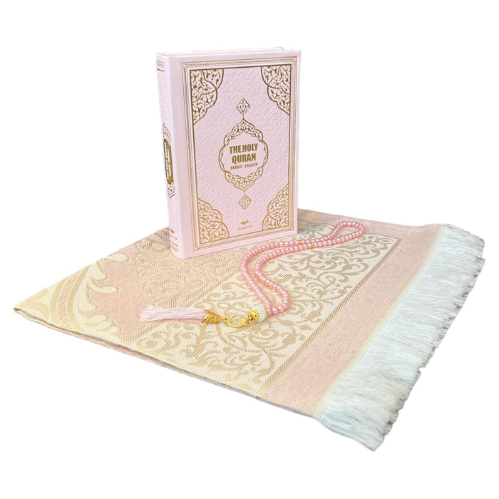 Cute & Colorful Quran Gift Set with English Translation Quran, Prayer Rug, and Prayer Beads | Gift for Muslims | Islamic Gift | Ramadan Eid Gift for Muslims