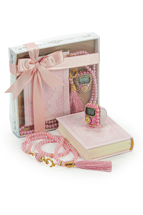 Quran & Accessories Gift Set with Digital Counter, Pearl Zikirmatic Tasbeeh Beads, 3-Piece Gift for Ramadan & Eid | Gift for Muslims | Islamic Gift | Ramadan Eid Gift for Muslims
