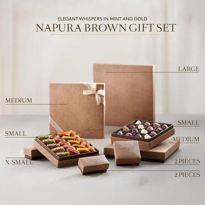 Bateel Napura Brown Gift Set | Premium Filled Dates | Luxury Stuffed Organic Dates with Pistachios & Nuts | Elegant Sustainable Brown Box | Gift for Muslims | Islamic Gift | Ramadan Eid Gift for Muslims