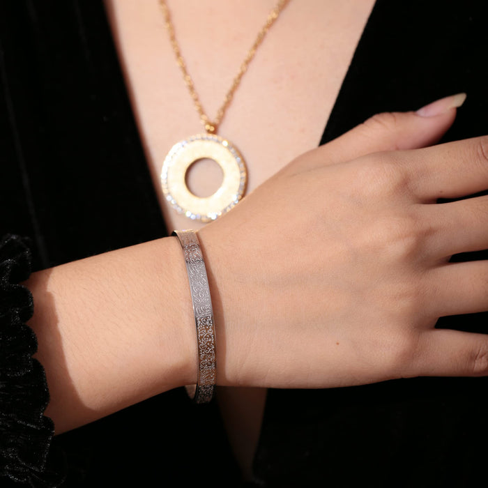 Qitian Islamic Jewelry Gifts for Women Allah Gold Bangles Bracelets Ayatul Kursi Arabic Cuff Bracelet for Women Islam Eid Ramadan Gifts | Gift for Muslims | Islamic Gift | Ramadan Eid Gift for Muslims