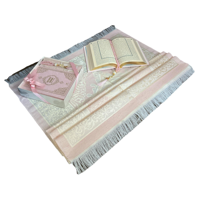 Cute & Colorful Quran Gift Set with English Translation Quran, Prayer Rug, and Prayer Beads | Gift for Muslims | Islamic Gift | Ramadan Eid Gift for Muslims