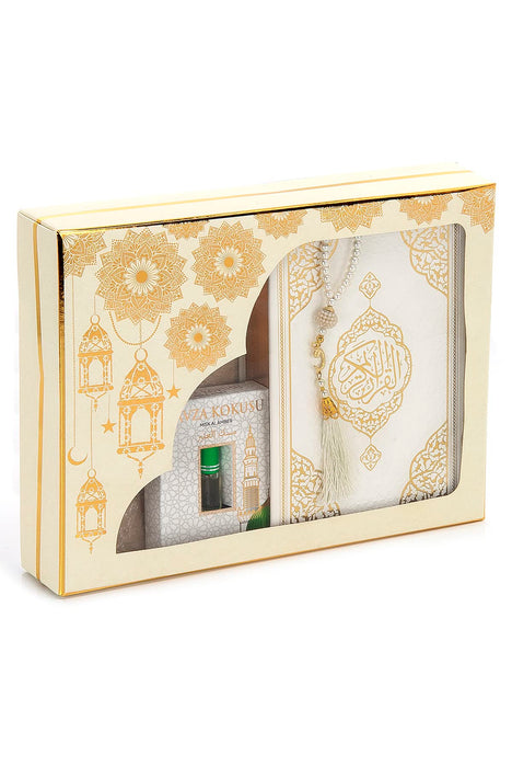 Islamic 6-pc Gift Box Set for Muslims | Includes Yaseen Book, Prayer Mat, Prayer Beads, Fragrance |  Muslim Prayer Rug, Yaseen Book, Prayer Beads Tesbih, Solid Smell, Ravza Scent | 6 Piece Prayers Mat Set for Ramadan | Eid Gifts
