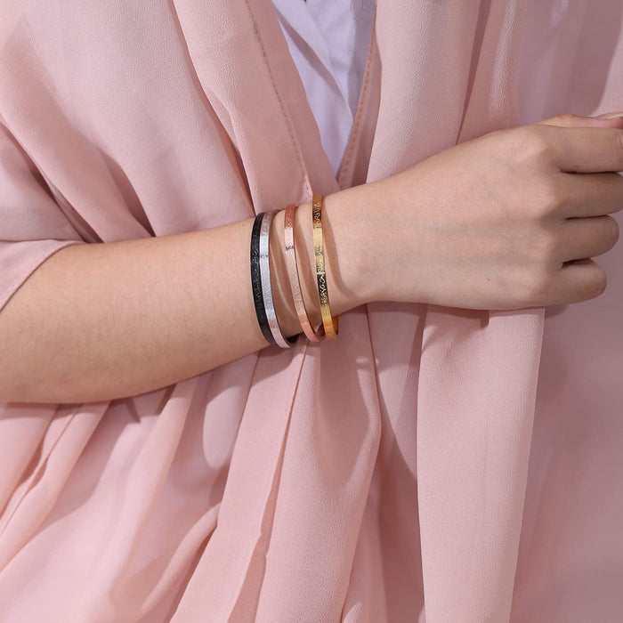Qitian Islamic Jewelry Gifts for Women Allah Gold Bangles Bracelets Ayatul Kursi Arabic Cuff Bracelet for Women Islam Eid Ramadan Gifts | Gift for Muslims | Islamic Gift | Ramadan Eid Gift for Muslims