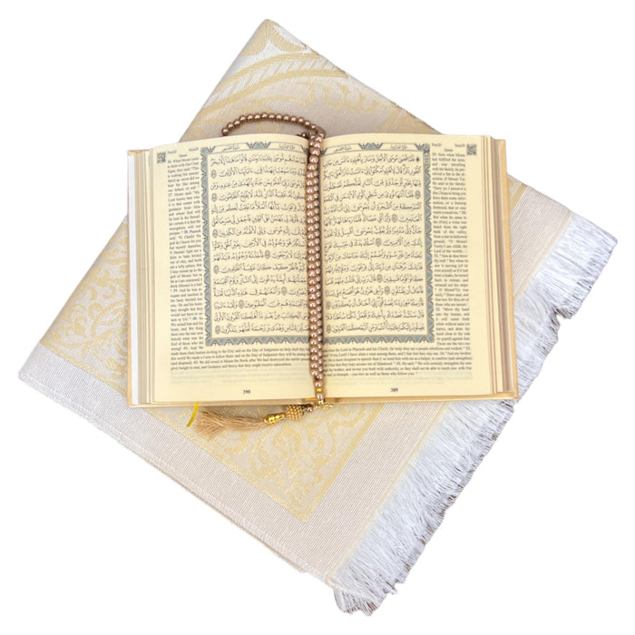 Cute & Colorful Quran Gift Set with English Translation Quran, Prayer Rug, and Prayer Beads | Gift for Muslims | Islamic Gift | Ramadan Eid Gift for Muslims