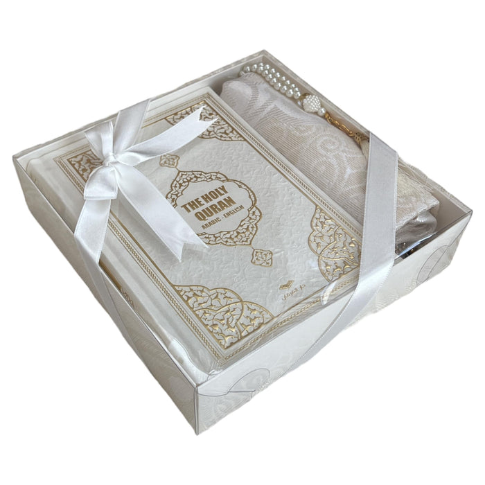 Cute & Colorful Quran Gift Set with English Translation Quran, Prayer Rug, and Prayer Beads | Gift for Muslims | Islamic Gift | Ramadan Eid Gift for Muslims