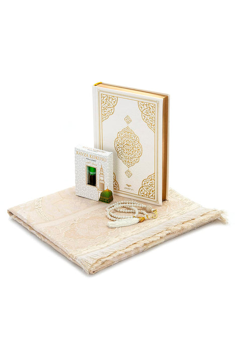Islamic 6-pc Gift Box Set for Muslims | Includes Yaseen Book, Prayer Mat, Prayer Beads, Fragrance |  Muslim Prayer Rug, Yaseen Book, Prayer Beads Tesbih, Solid Smell, Ravza Scent | 6 Piece Prayers Mat Set for Ramadan | Eid Gifts