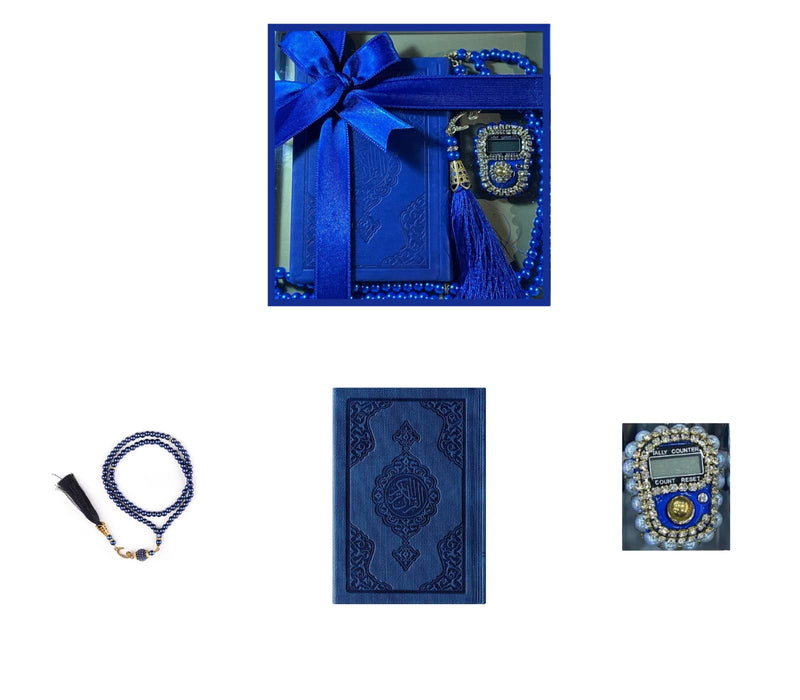 Colorful Islamic Gift Set | Leather Quran | Pearl Prayer Beads | Digital Zikr Tasbih | Mini Quran | Portable Prayers Basket | Muslim Gifts for Women | Gift for Muslims | Ramadan Eid Gift