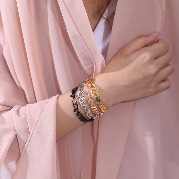 Qitian Islamic Jewelry Gifts for Women Allah Gold Bangles Bracelets Ayatul Kursi Arabic Cuff Bracelet for Women Islam Eid Ramadan Gifts | Gift for Muslims | Islamic Gift | Ramadan Eid Gift for Muslims