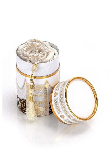 Muslim Prayer Rug & Beads with Gift Box Set | Janamaz, Sajadah, Soft Islamic Gifts Set, Carpet Mat, Taffeta Fabric | Gift for Muslims | Islamic Gift | Ramadan Eid Gift for Muslims
