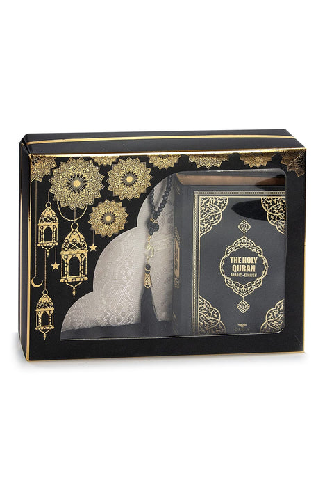 Islamic 6-pc Gift Box Set for Muslims | Includes Yaseen Book, Prayer Mat, Prayer Beads, Fragrance |  Muslim Prayer Rug, Yaseen Book, Prayer Beads Tesbih, Solid Smell, Ravza Scent | 6 Piece Prayers Mat Set for Ramadan | Eid Gifts