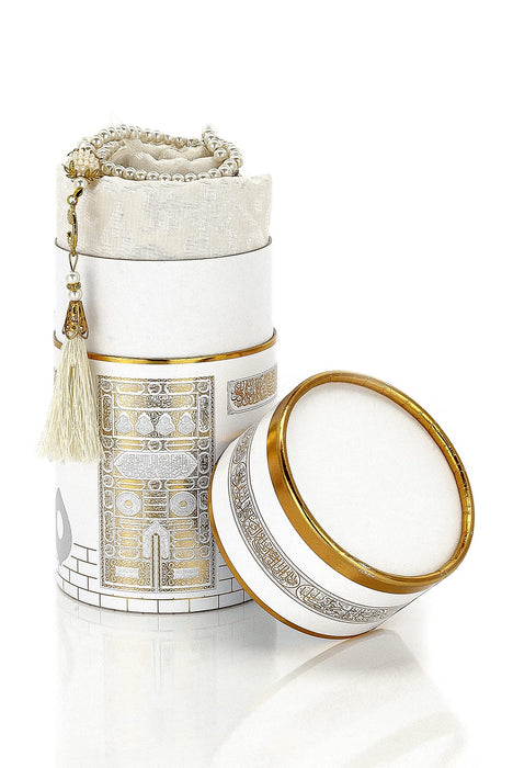 Muslim Prayer Rug & Beads with Gift Box Set | Janamaz, Sajadah, Soft Islamic Gifts Set, Carpet Mat, Taffeta Fabric | Gift for Muslims | Islamic Gift | Ramadan Eid Gift for Muslims