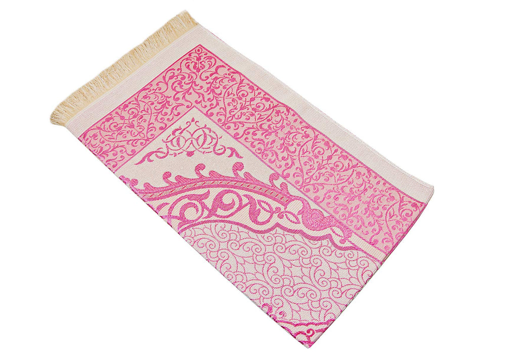 Muslim Prayer Rug & Beads with Gift Box Set | Janamaz, Sajadah, Soft Islamic Gifts Set, Carpet Mat, Taffeta Fabric | Gift for Muslims | Islamic Gift | Ramadan Eid Gift for Muslims