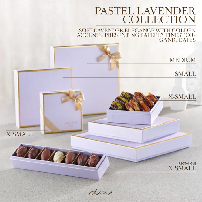 Bateel Pastel Lavender Gift Set | Medium Premium Filled Dates | Gourmet Stuffed Organic Dates with Nuts & Fruits | Gift for Muslims | Islamic Gift | Ramadan Eid Gift for Muslims