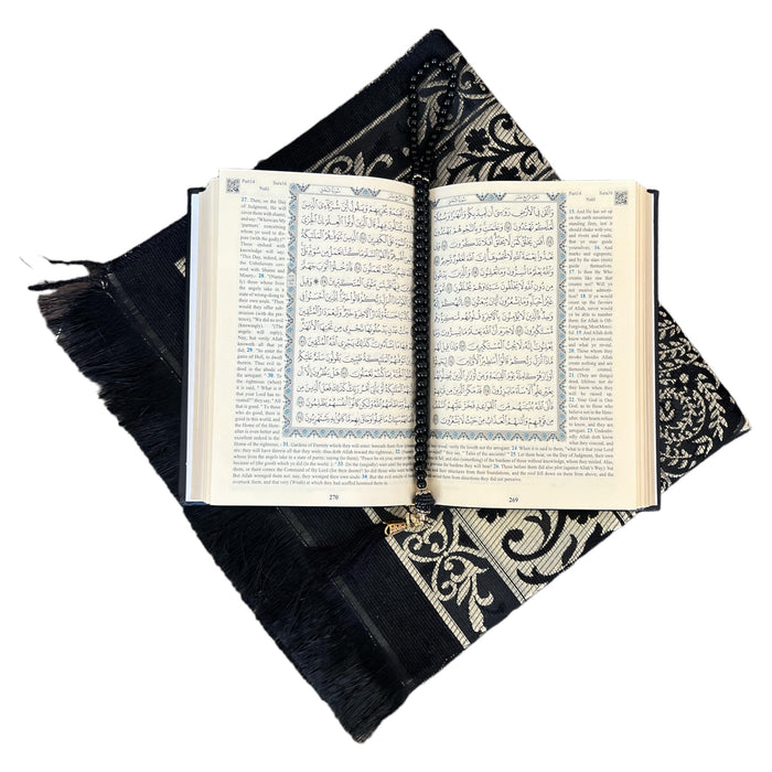 Cute & Colorful Quran Gift Set with English Translation Quran, Prayer Rug, and Prayer Beads | Gift for Muslims | Islamic Gift | Ramadan Eid Gift for Muslims