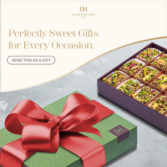 Medjool Date & Nut Bites Gift Box – 10.5 oz - 15 Pieces | Edible Arrangement of Fruit & Nuts Gift for Muslims | Islamic Ramadan Eid Gift Set | Soft Dates with Pistachios, Cashews, Cardamom & Biscuits | Middle Eastern Snack & Gift