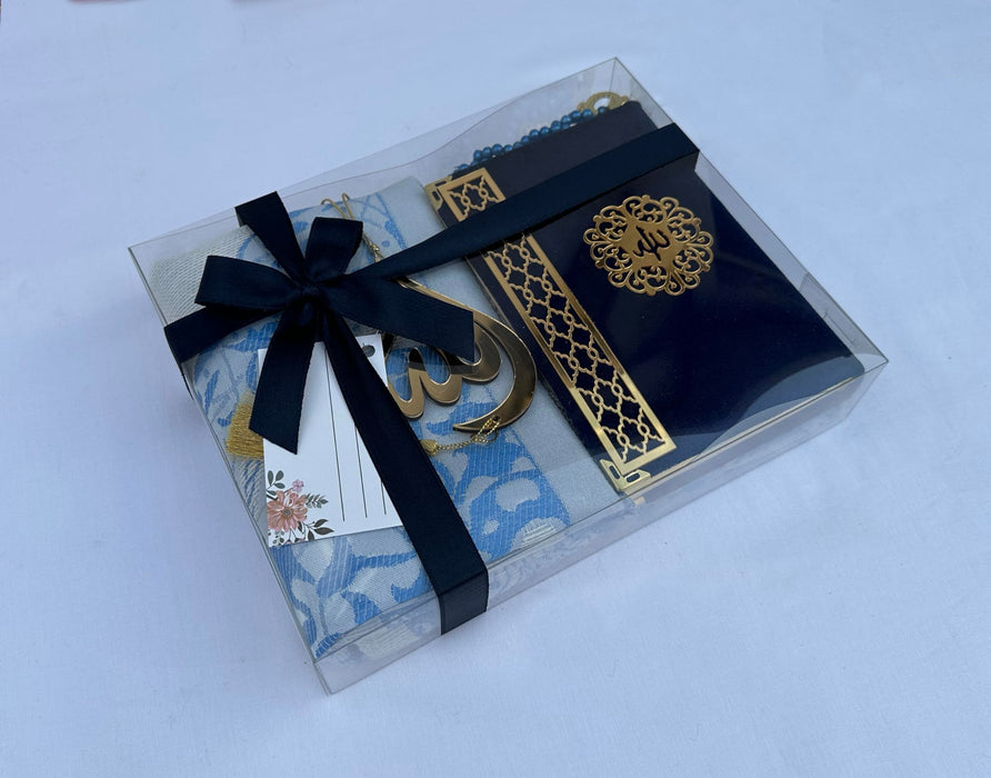 Prayer Rug Gift Set with Thank You Card | Full Arabic Quran | Prayer Rug | Prayer Beads | Car Hanger | Ramadan Eid Wedding Birthday Graduation Mothers Day | Gift for Muslims | Islamic Gift