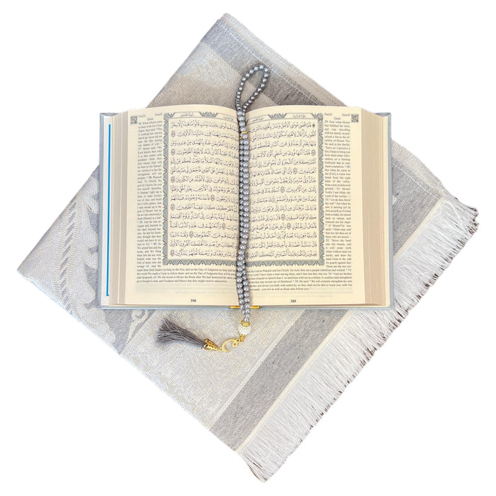 Cute & Colorful Quran Gift Set with English Translation Quran, Prayer Rug, and Prayer Beads | Gift for Muslims | Islamic Gift | Ramadan Eid Gift for Muslims