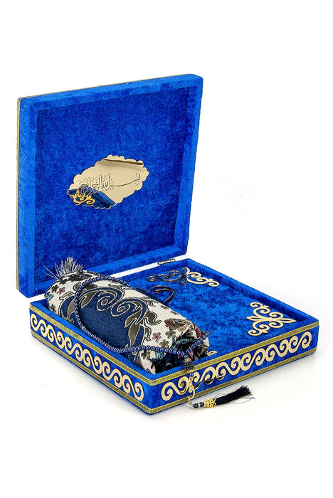 Luxury Velvet Islamic Prayer Gift Set | Velvet Covered Gift Box | Deluxe 4-Piece Set with Quran | Prayer Beads Tesbih | Prayer Rug | Ramadan Eid Gift | Gift for Muslims | Islamic Gift