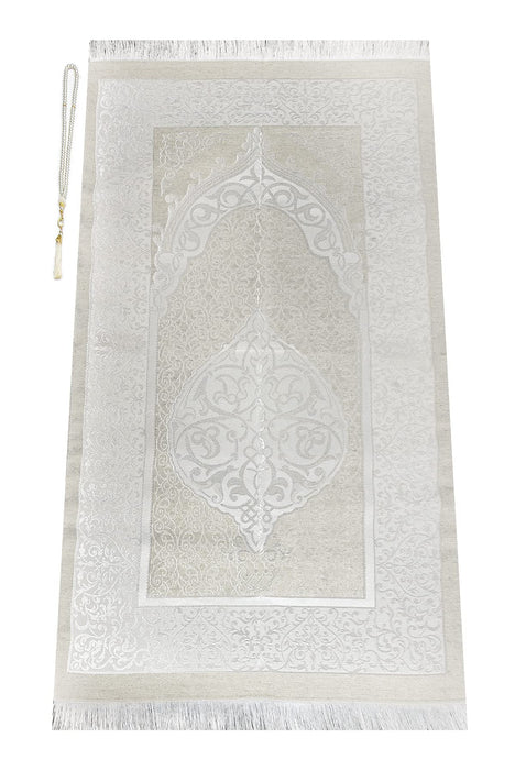 Muslim Prayer Rug & Beads with Gift Box Set | Janamaz, Sajadah, Soft Islamic Gifts Set, Carpet Mat, Taffeta Fabric | Gift for Muslims | Islamic Gift | Ramadan Eid Gift for Muslims