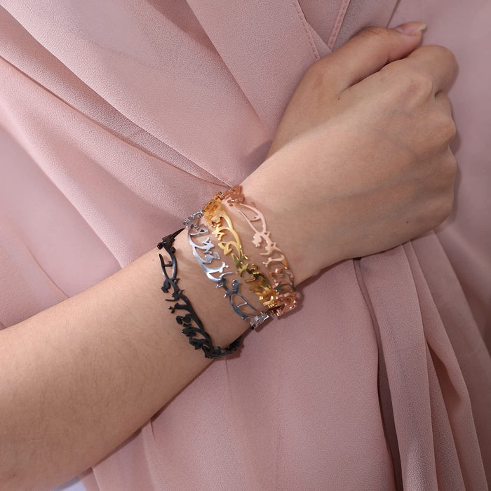 Qitian Islamic Jewelry Gifts for Women Allah Gold Bangles Bracelets Ayatul Kursi Arabic Cuff Bracelet for Women Islam Eid Ramadan Gifts | Gift for Muslims | Islamic Gift | Ramadan Eid Gift for Muslims